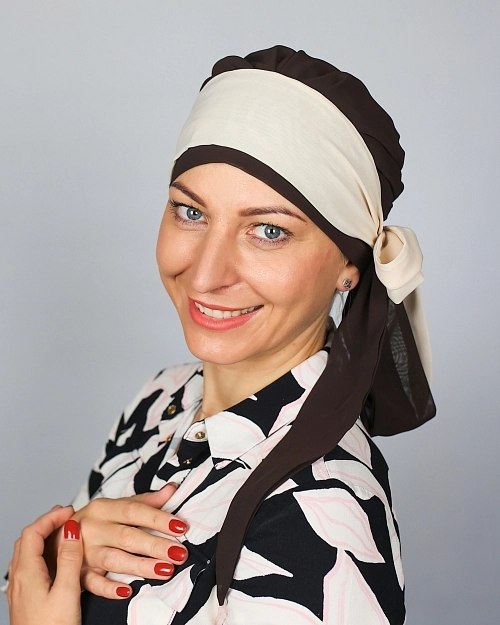 ALoENA šátek mušelín hnědo-béžový